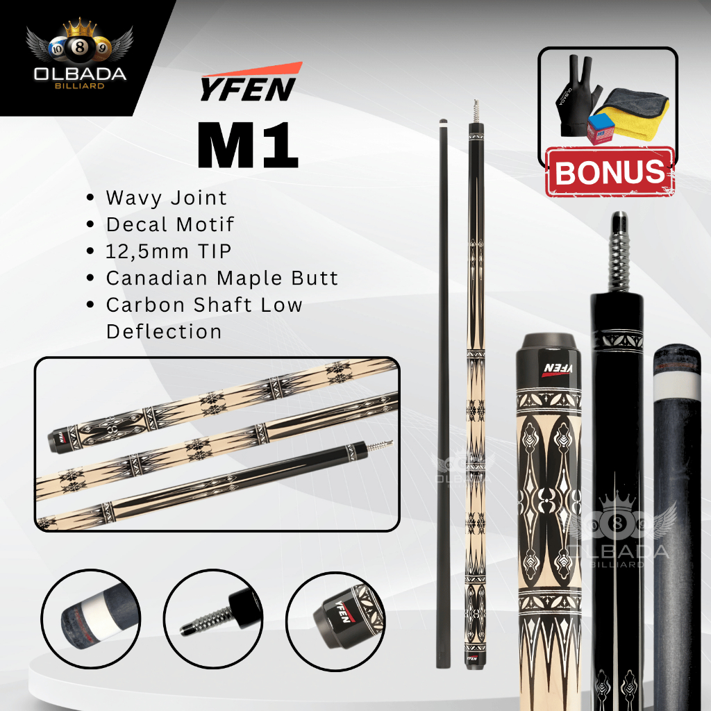 Terbaru Yfen M Series Stick Billiard Carbon Jianying Original 100% Stik Billiard Olbada Yfen