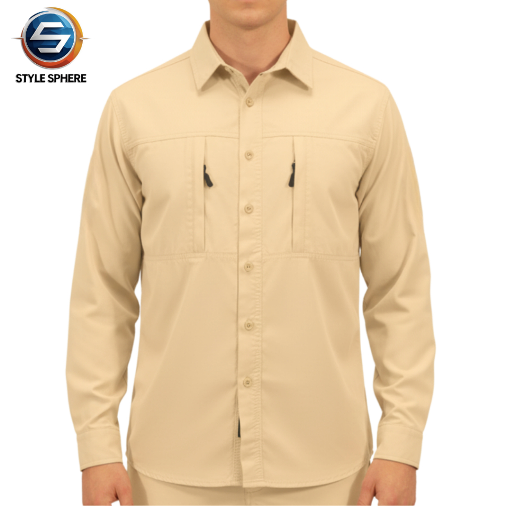 style sphere_Kemeja Tactical Cream Lengan Panjang / Kemeja Pria Lengan Panjang / Kemeja Tactical Pri