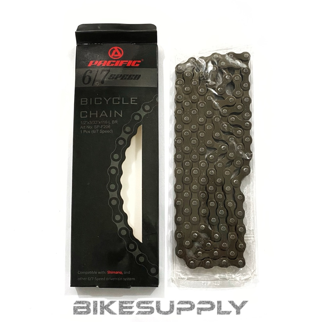 Rantai Sepeda Bicycle Chain Merk Pacific Untuk 6 - 7 Speed Links 116 Warna Black Hitam Compatible fo