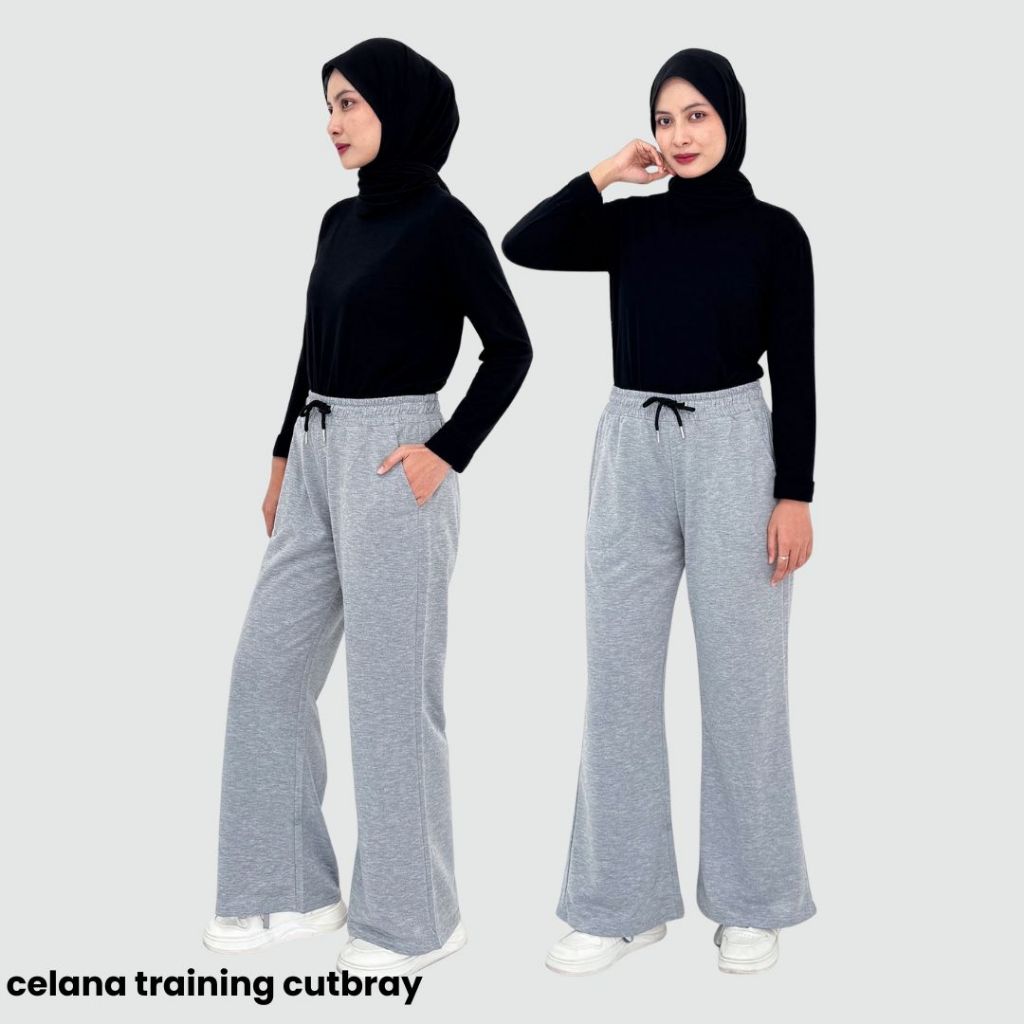 Celana Olahraga Kaos Babyterry LZS Long Pant Training Cutbray Wanita Serap Keringat Boodcut Padel