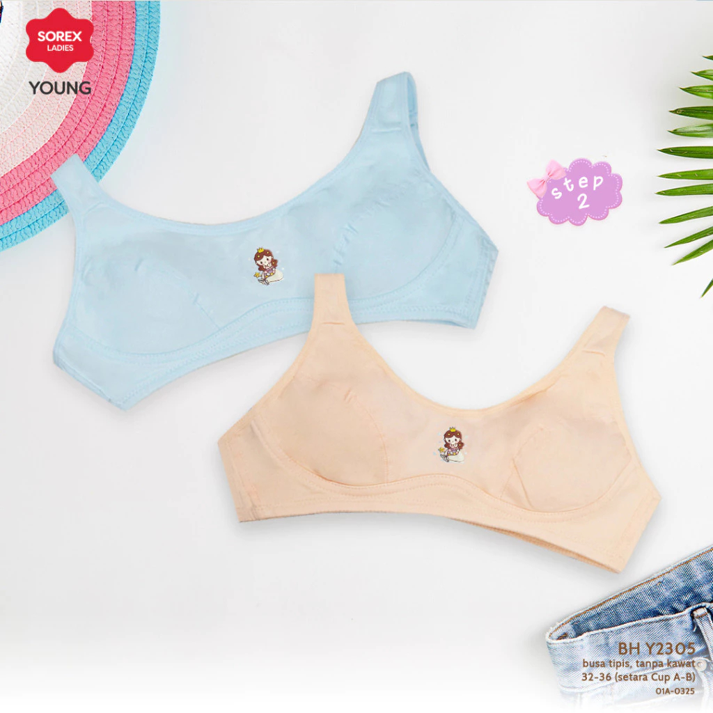 Sorex BH Y 2305 Bra Remaja Miniset Princess Step 2 Busa Tipis Tanpa Kawat Kait 2