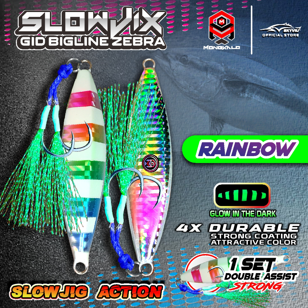 Mongkalo Slowjix Garis-Besar GID-Zebra noMotif Fluorescent 60 Rainbow