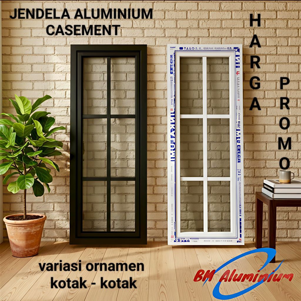 jendela aluminium 50x150 ornamen casement