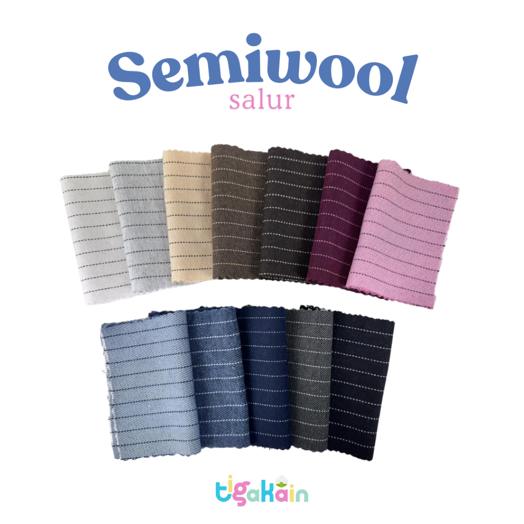 1 meter Kain Semi Wool Salur/ Bahan Semi Woll Salur - Elegan dan Berkualitas