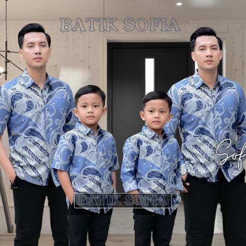 TERBARU BATIK NANAS DENIM Batik Biru Denim Kemeja batik ayah dan Kemeja Batik anak cowok