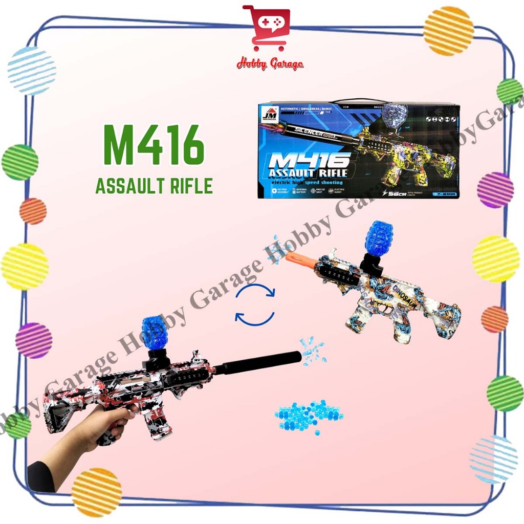 JM Indonesia Mainan Tembakan Anak WGG M416 Assault Rifle Water Gel Blaster Scar Gun Watergel M4