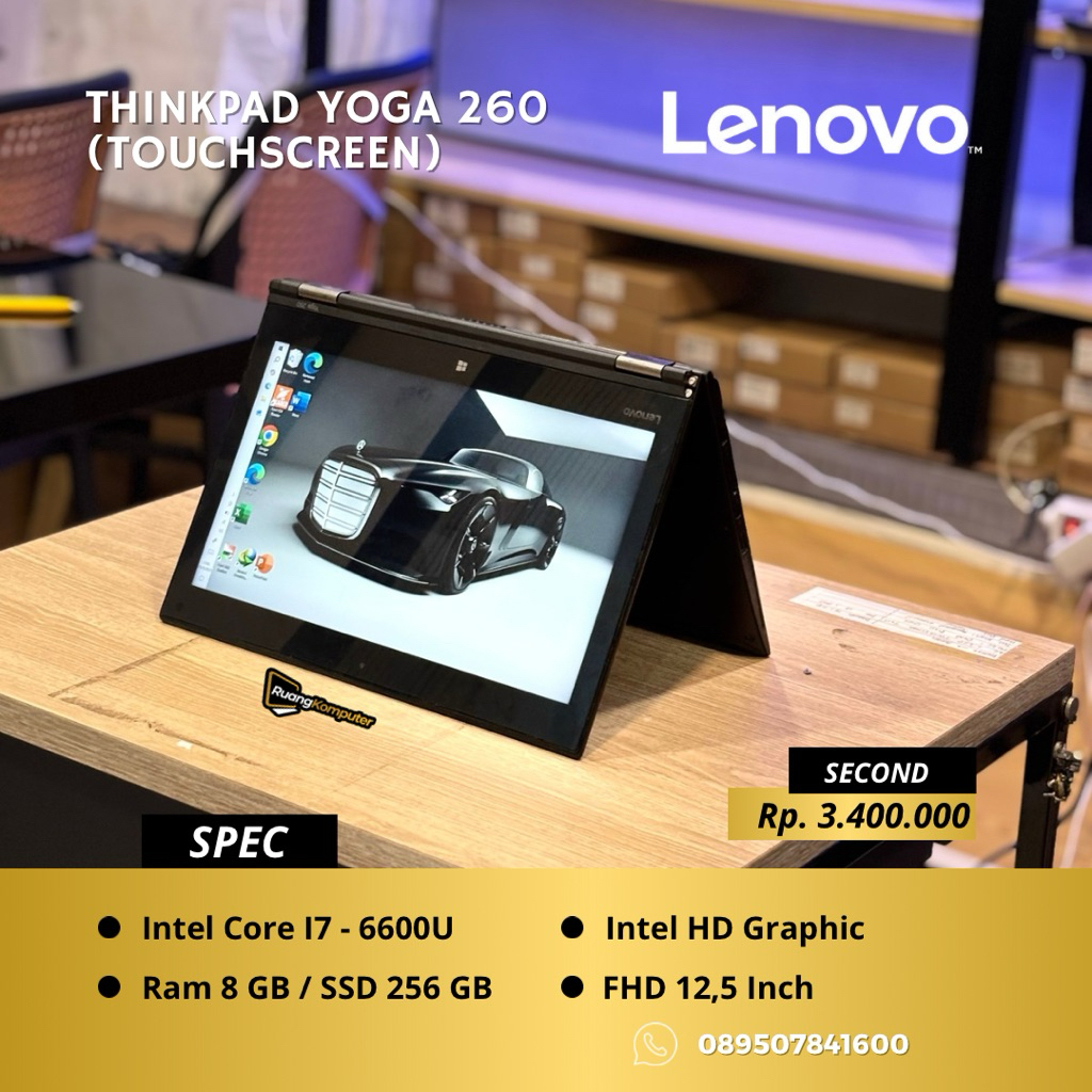Laptop LENOVO YOGA 260 (Touchscreen) Intel Core I7-6600U RAM 8GB SSD 256GB HD 12.5 Inch Second Berga