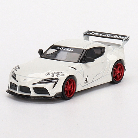 1/64 Mini GT Pandem Toyota GR Supra V1.0 (Pearl White with Red Wheels)