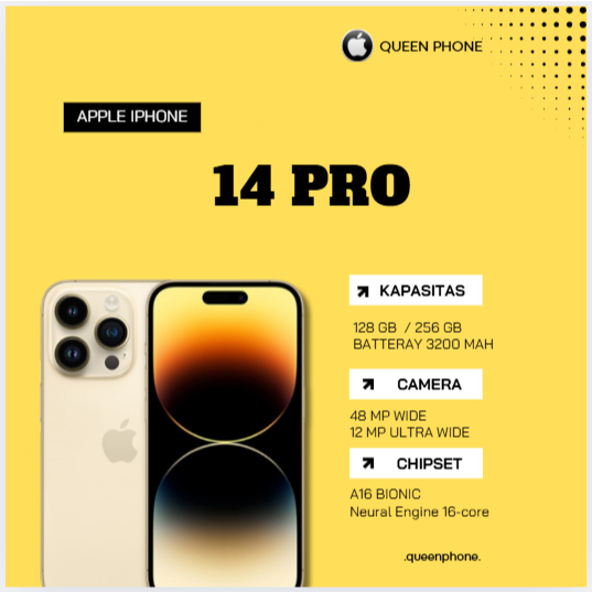 IP 14 PRO 128GB/256GB SECOND LIKE NEW FULLSET NO MINUS