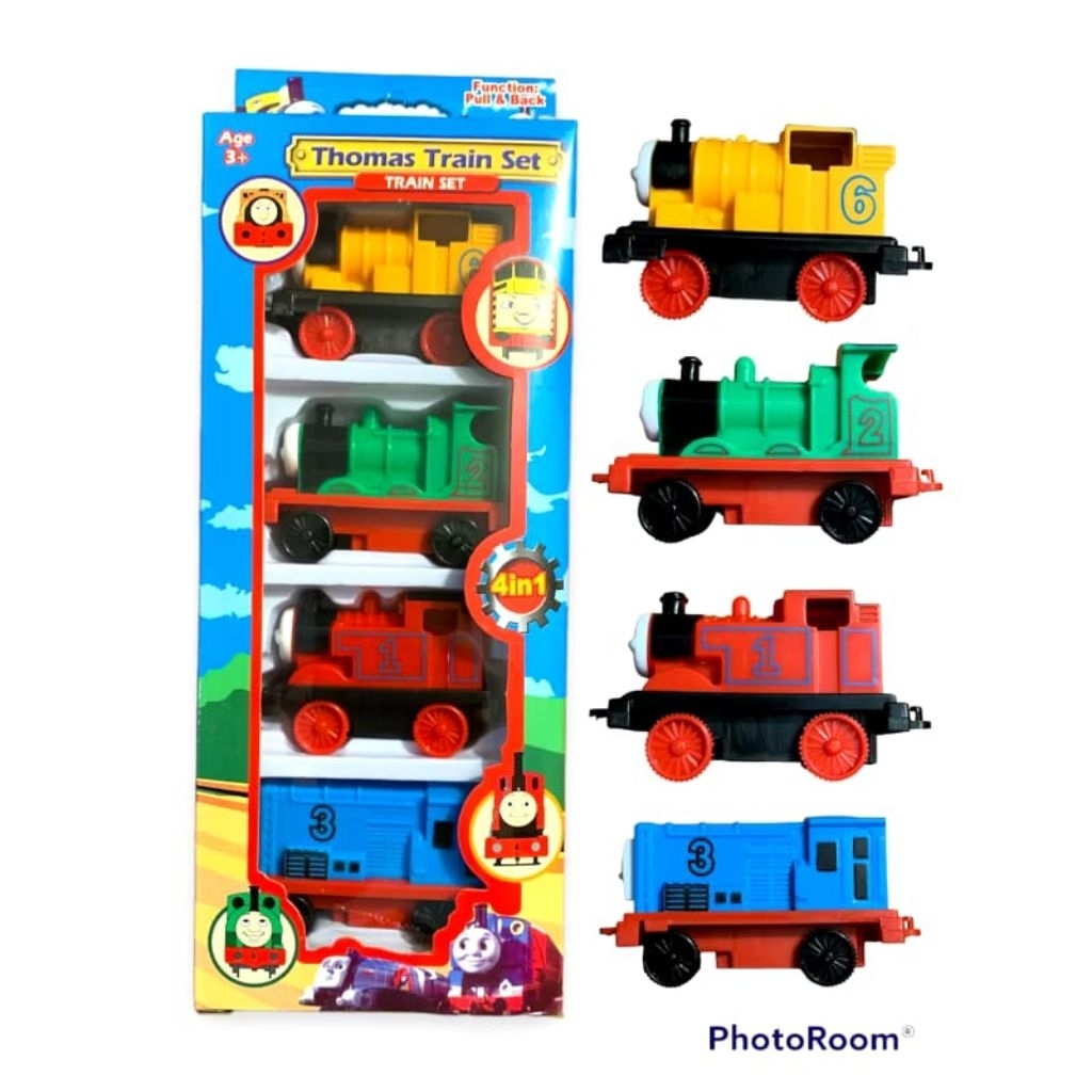 GOGO TOYS - MAINAN DIECAST KERETA THOMAS5 AND FRIENDS TRAIN SET ISI 4 PCS