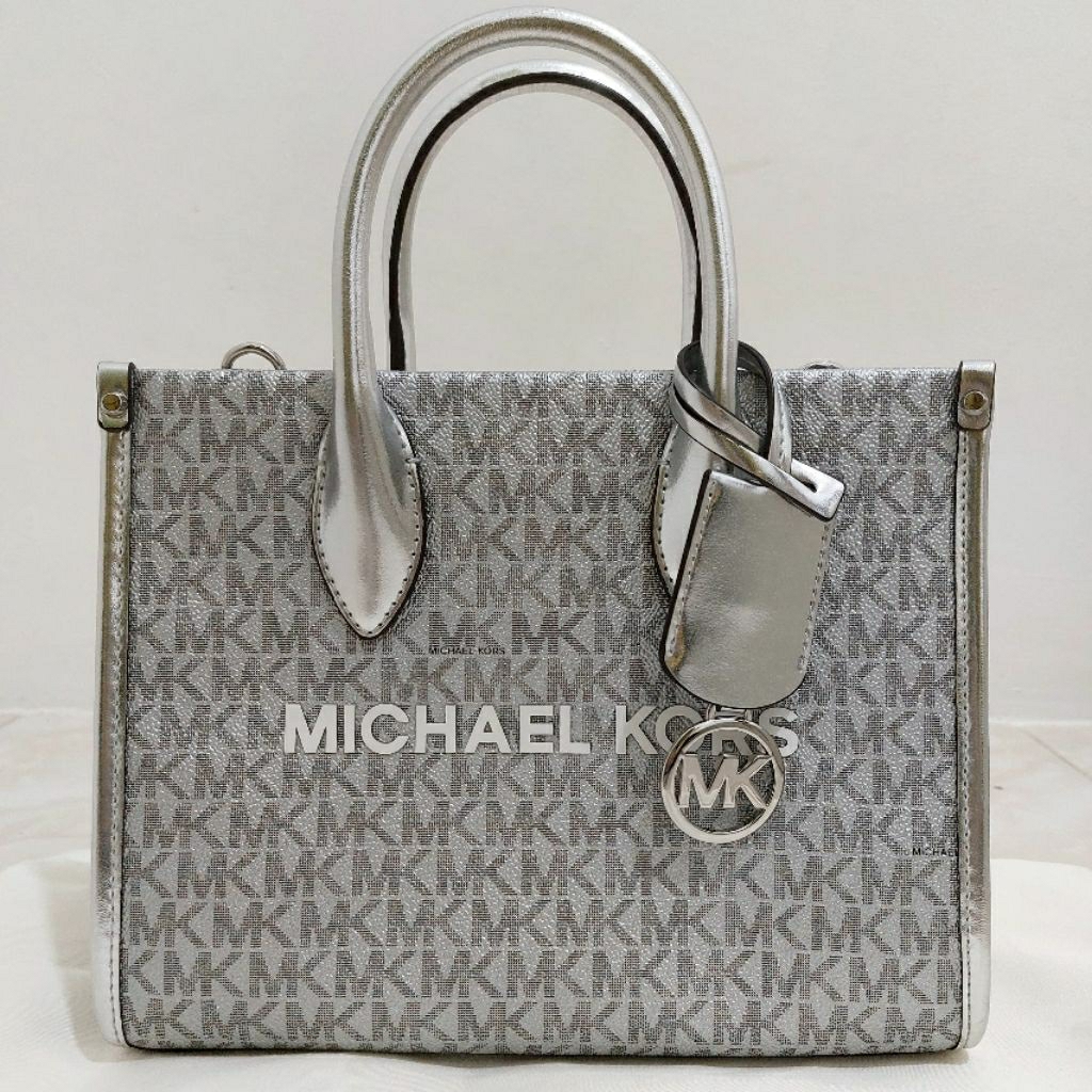 [NEW] MK Mirella Small Satchel Bag Silver