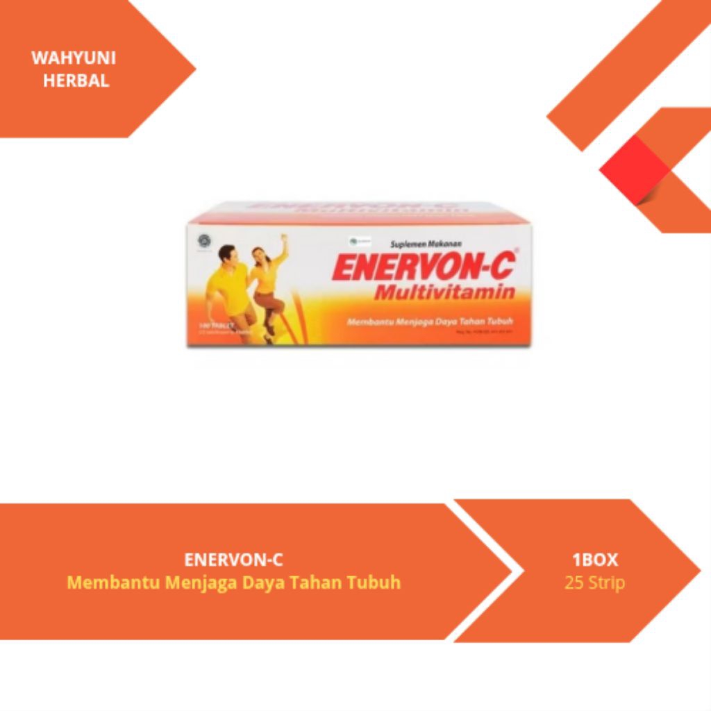 Enervon C Tablet 25 Strip @ 4 Kapsul 1Box isi 100 Kapsul | Suplemen Multivitamin & Kekebalan Tubuh, 