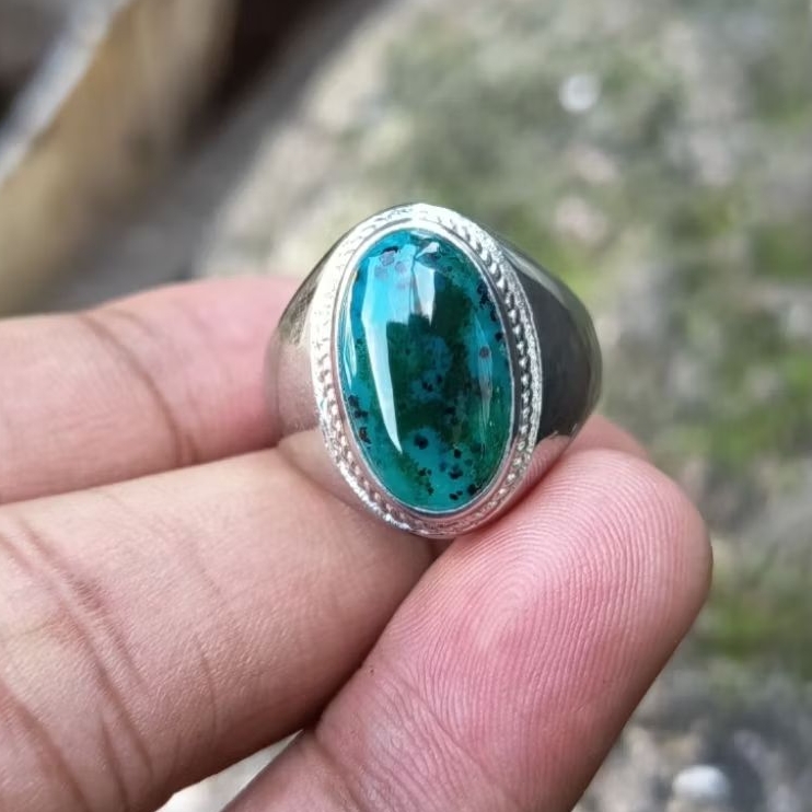 cincin batu akik natural BACAN DOKO majiko bluis coklat encer original sz 9