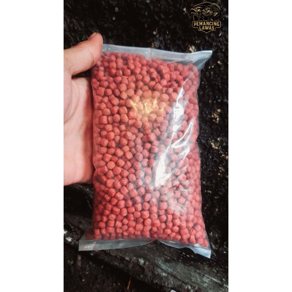 Pelet Pancing 5mm Merah - Anti Pecah, Pelet butiran Pelet bandeng Otok-otok ,Aroma Alami