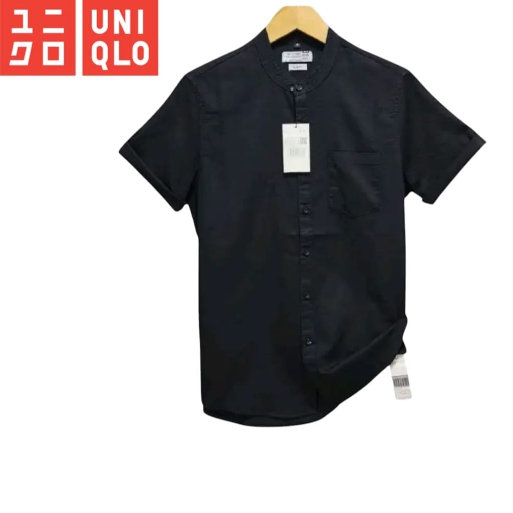 Kemeja koko uniqlo pria lengan pendek kerah Shanghai kemeja koko pendek