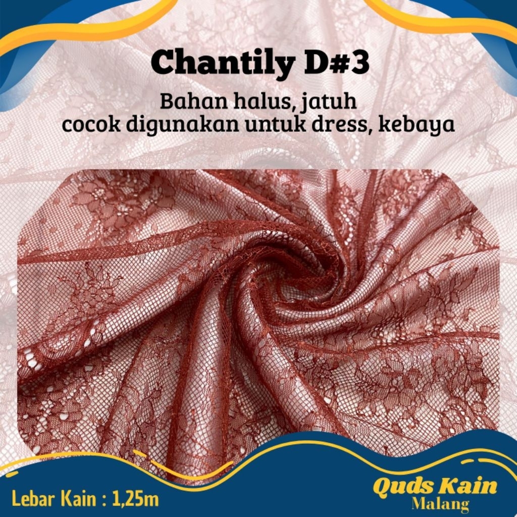 Kain Chantily Panel D#3 | Kain Tulle Prancis | Kain Tille Prancis | Chantily Potong
