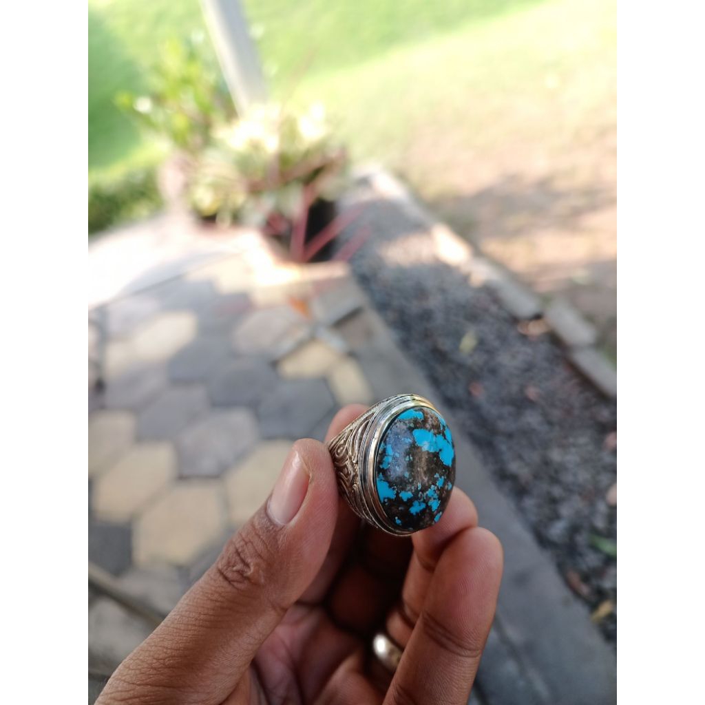 batu pirus persia original biru blue fancy