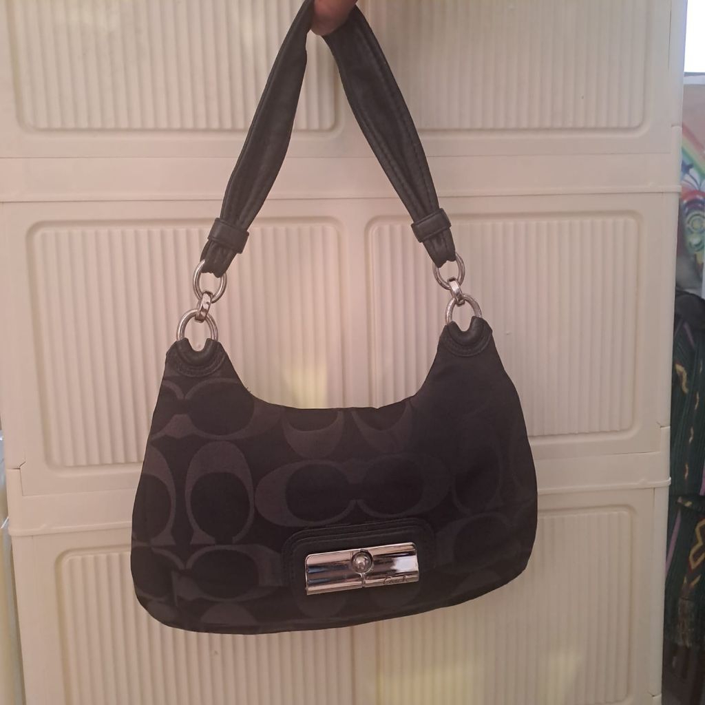 Tas Coach Kristin Black Leather Hobo Shoulder Purse Handbag Satchel (Special Price)