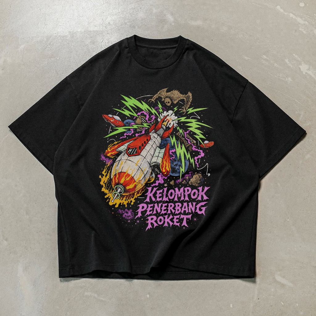 Kaos band indie Kelompok Penerbang Roket t shirt KPR hitam pria wanita katun polyester premium - 018