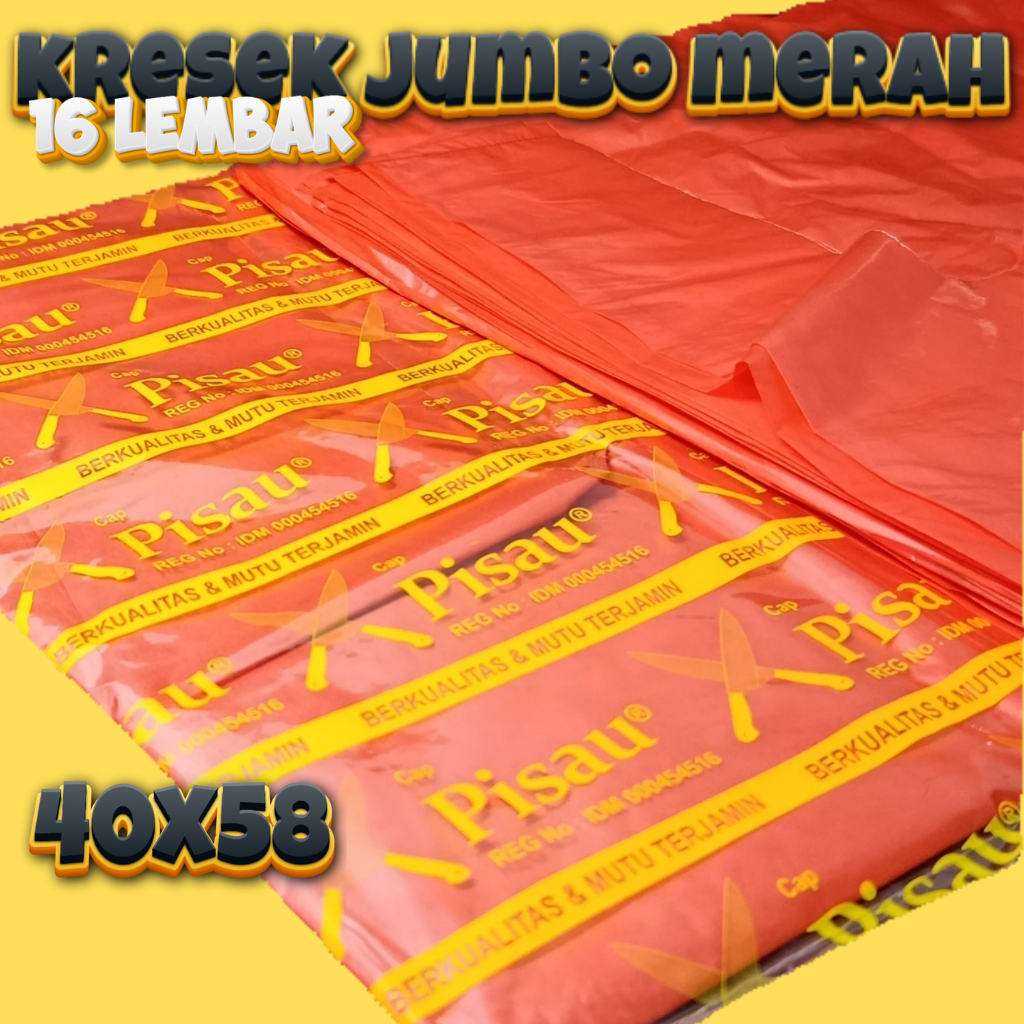 Kantong Plastik Kresek Jumbo Merah 40 / Plastik Kresek Kuat Harga Grosir