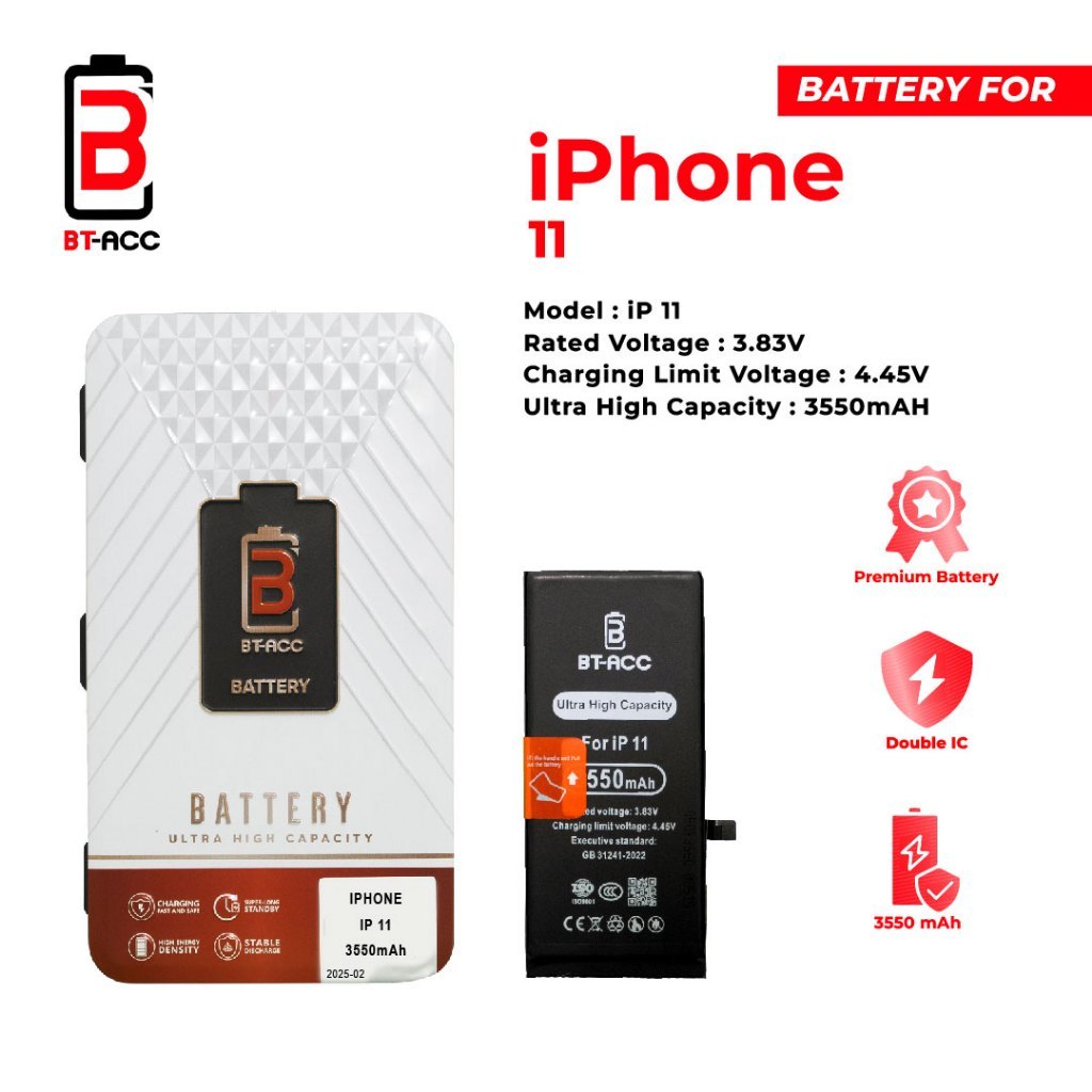 MJ - BT ACC iPhone 11 Ultra High Capacity Baterai Battery Batre For 3550 mAh