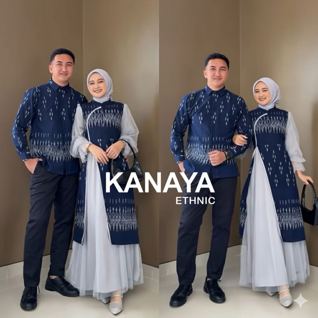 BAJU TENUN COUPLE HANA NAVY // COUPLE TENUN // BAJU TENUN // COUPLE KONDANGAN // COUPLE LEBARAN