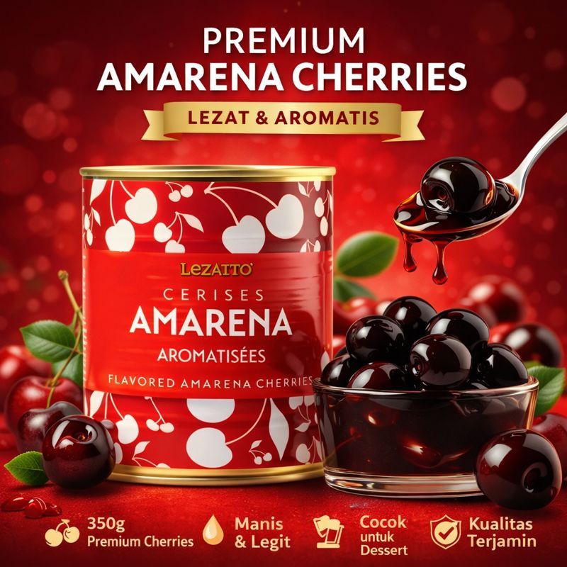 APTUNION FLAVORED AMARENA CHERRIES BUAH CERI SIRUP 1KG