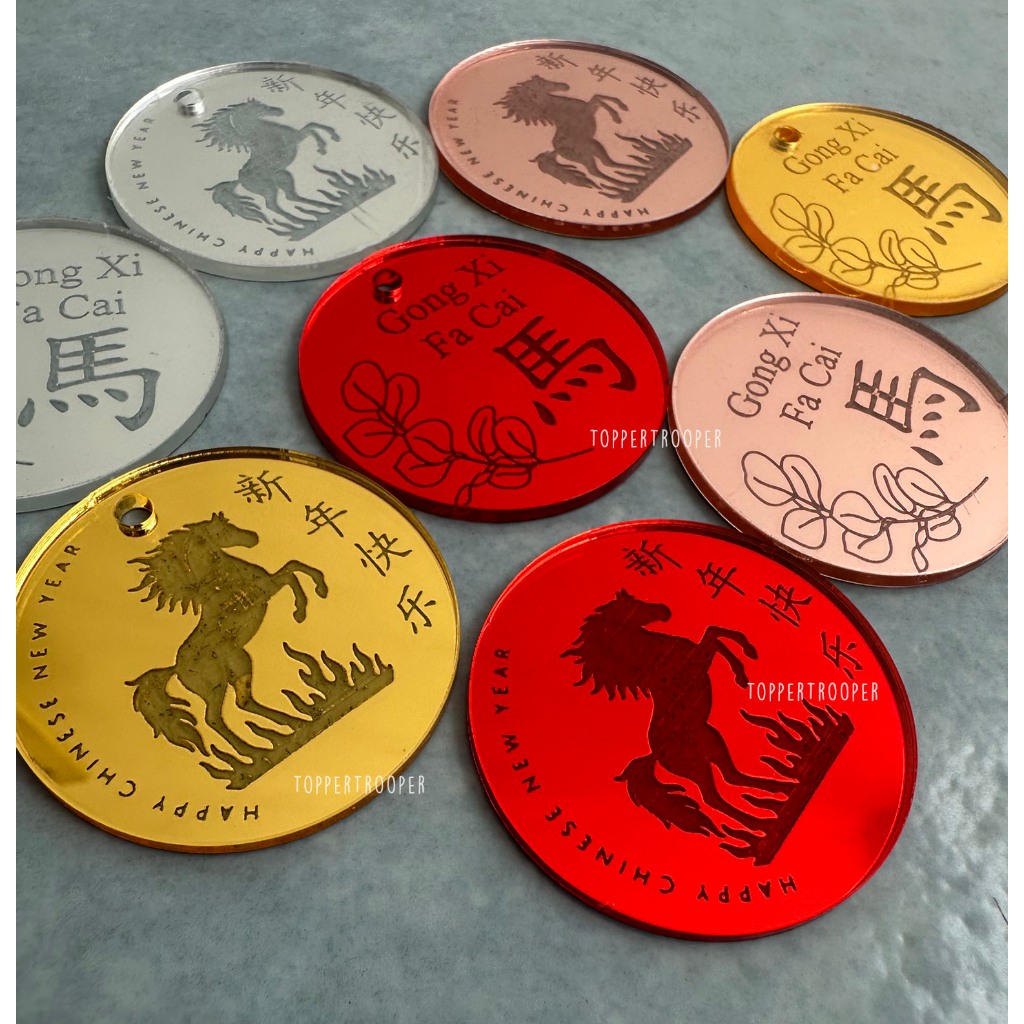 READY -  MINI AKRILIK Topper Kue Imlek | Tag Hampers Imlek | Hang Tag Imlek | Kartu Ucapan Lunar  | 