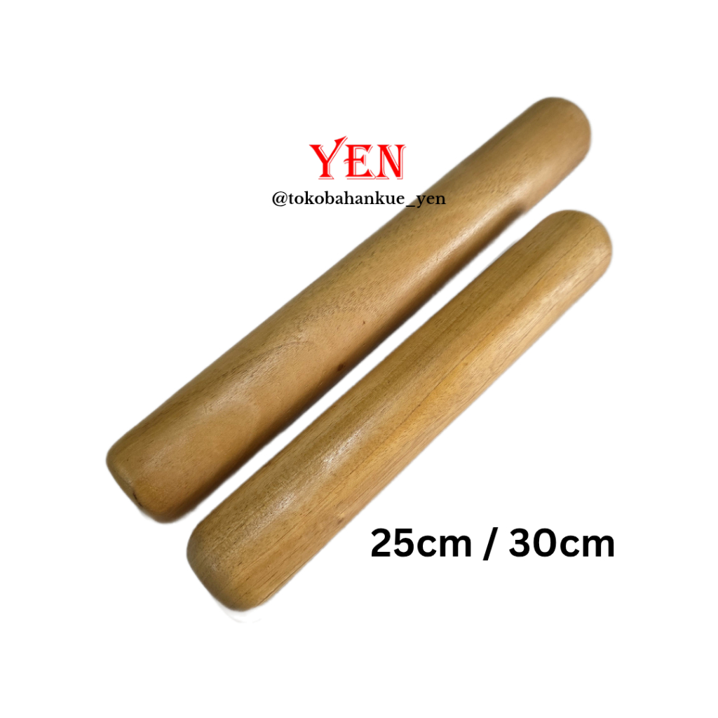 Rolling Pin Gilingan Kayu Stik / Kayu Pengiling Adonan Kue Pengilas Kue Anti Lengket 25cm/30cm