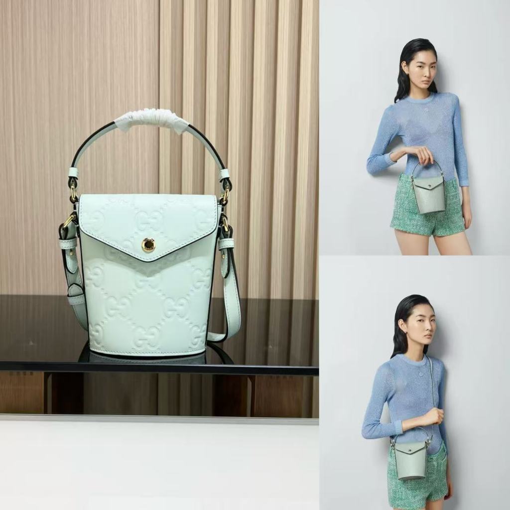 Preorder – Tas Mini Bucket Wanita Kulit Premium GC Emblem Tas Serut Mini Wanita Kulit