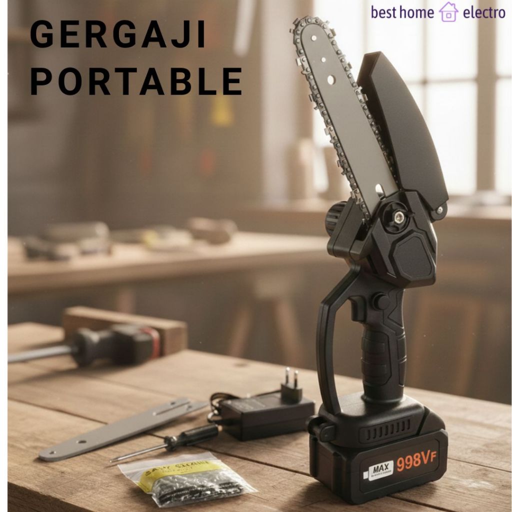 Gergaji Listrik Mini Chainsaw Listrik Tanpa Kabel Gergaji Listrik Genggam Mini Portabel Gergaji