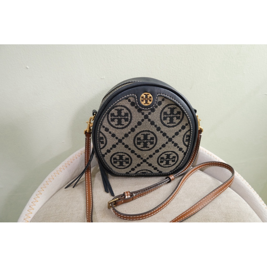 Preloved Tory Burch T Monogram Jacquard Moon Crossbody Bag