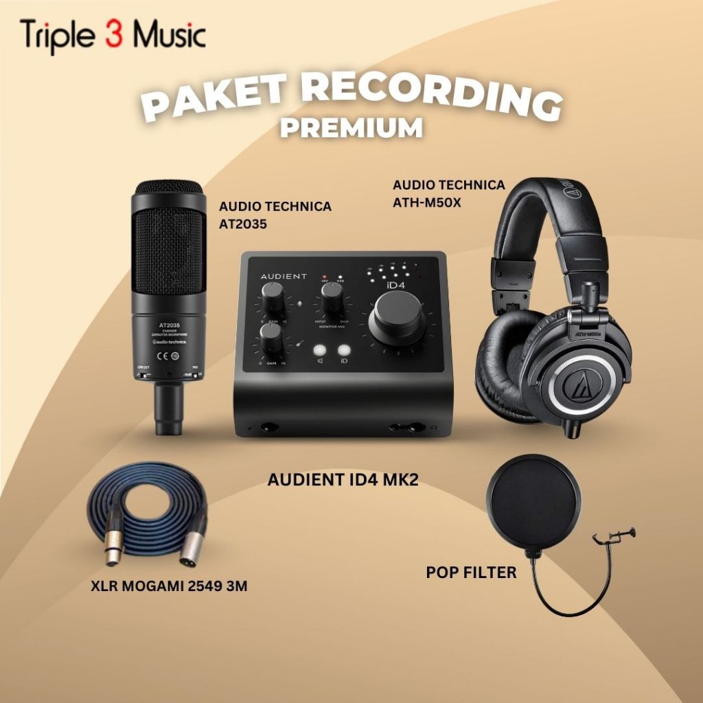 AUDIENT ID4 Studio Bundle Paket Recording Premium lengkap