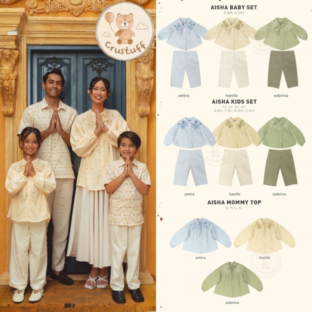 AISHA BABY SET / AISHA KIDS SET / AISHA MOM TOP BOHOPANNA B133 (TANPA HIJAB) / AYRA BABY DRESS  / Se