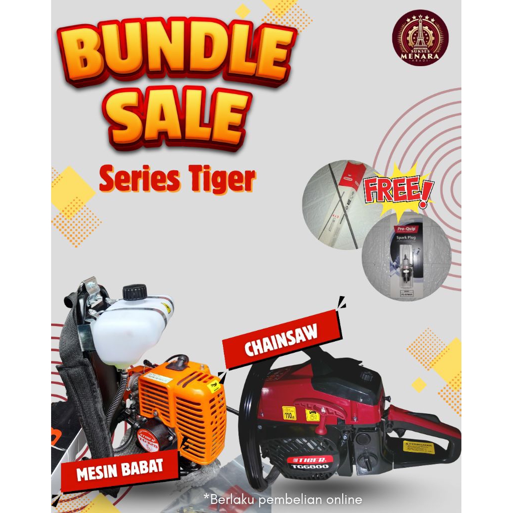 Paket Bundle Chainsaw Tiger TG6800 Mesin Babat Rumput TG328