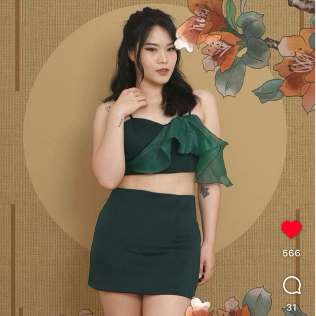 set baju wanita - rok - hijau emerald