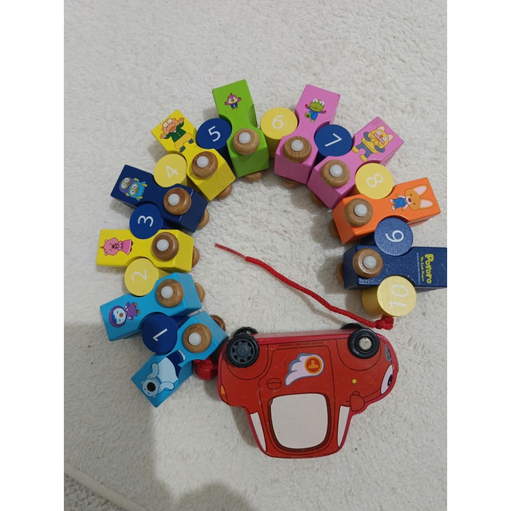 elceria Kereta kayu Pororo meronce Montessori wooden toys mainan kayu mainan balita mainan viral bel