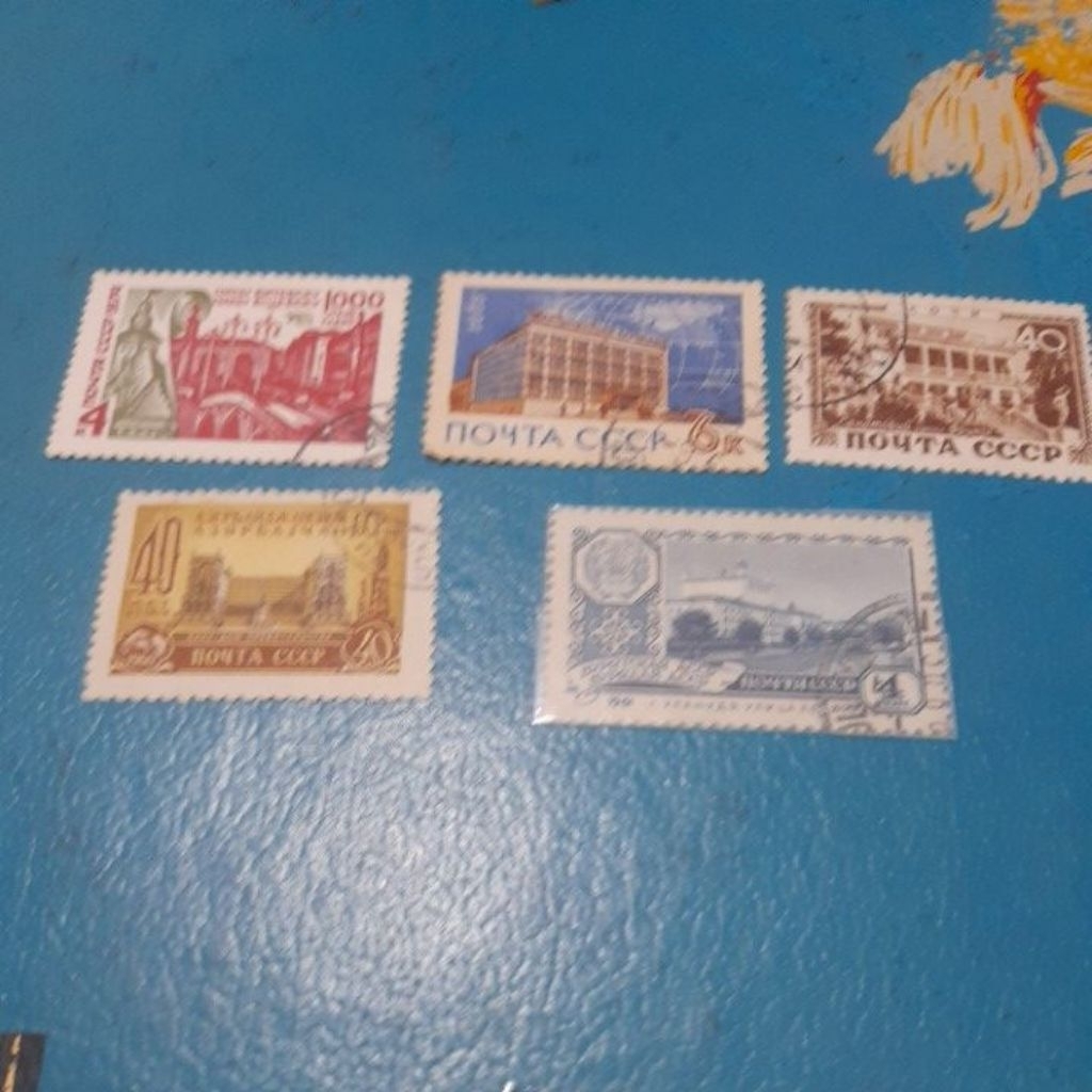 5 Pcs Prangko used lawas Rusia dgn Tema Gedung Bangunan