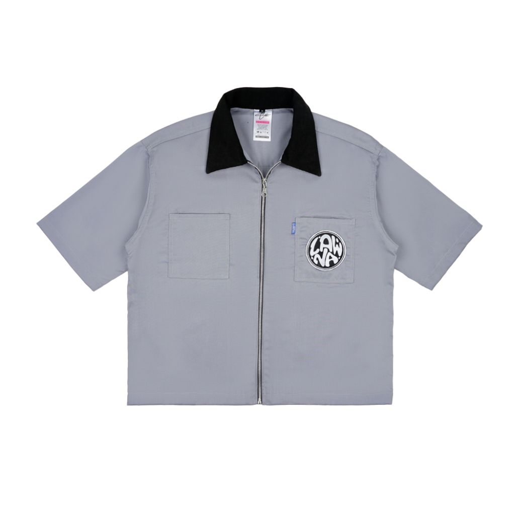 Lawna - Workshirt Boxy Zipper Mix Corduroy - Gray