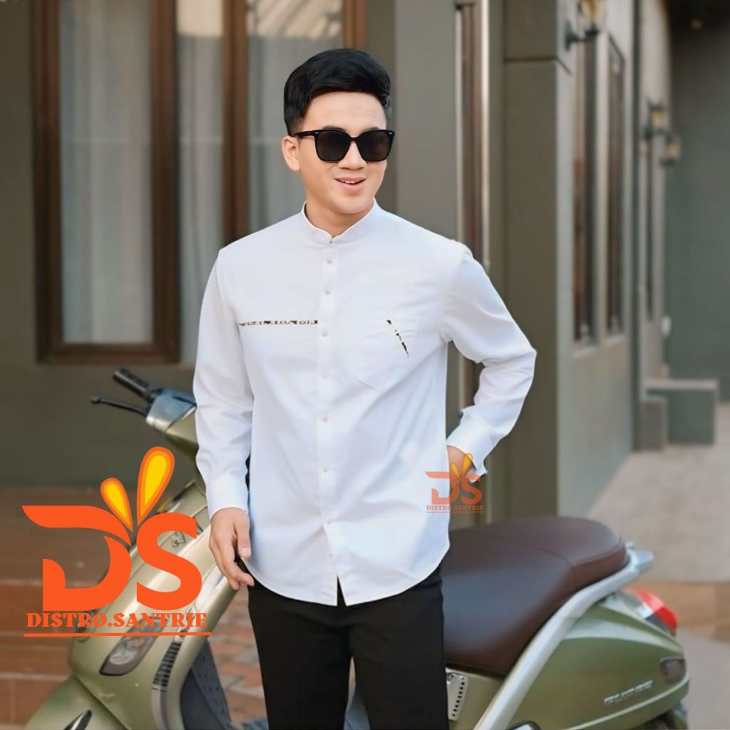 Baju Koko Pria Lengan Panjang Exclusive | Baju Koko Putih Ibrahim Lengan Panjang