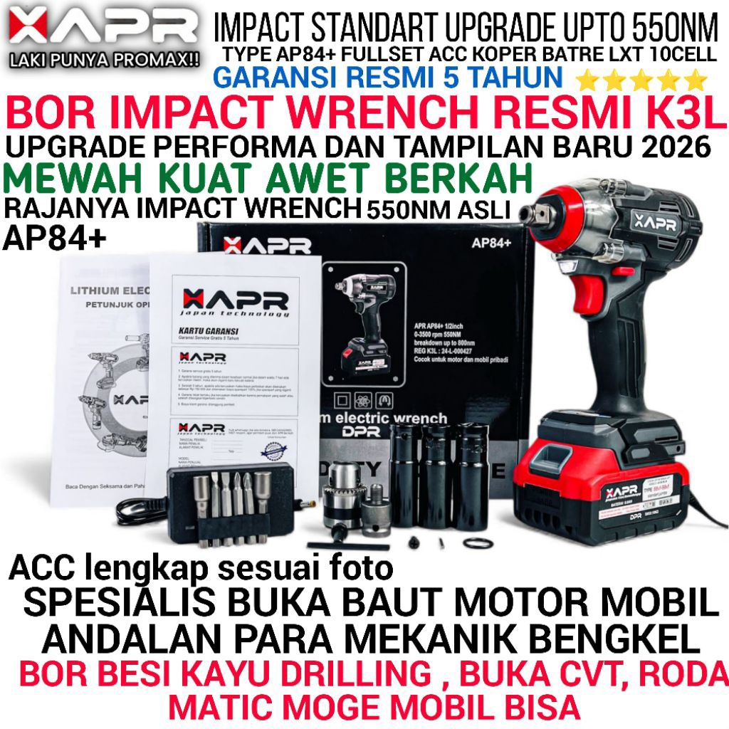 APR Impact Wrench Cordless Bor buka baut kendaraan pembuka baut mobil motor cvt