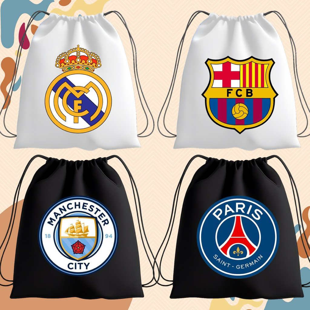 Tas Serut Anak Motif Bola | Tas Sekolah & Ngaji | Drawstring Bag Kekinian | Tas Futsal