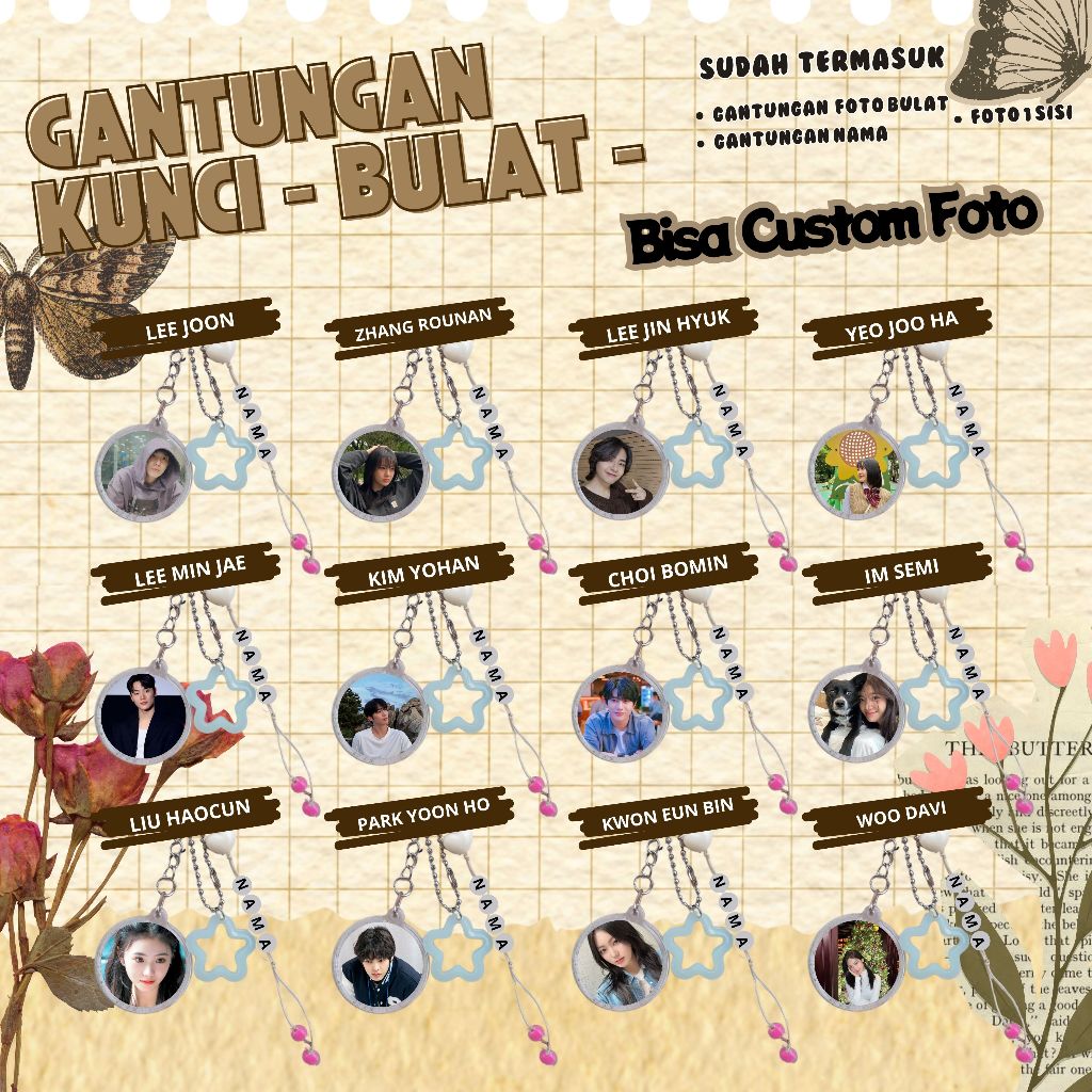 (BISA CUSTOM) GANTUNGAN KUNCI BULAT KPOP I KIM YOHAN I KWON EUN BIN I LEE JIN HYUK I LEE JOON I LEE 