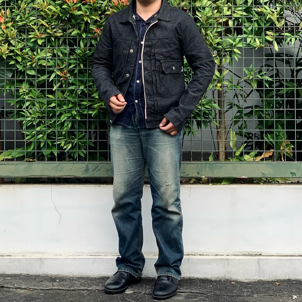 5ALL Urban Casual Trucker Denim Jacket Type l Red Selvedge