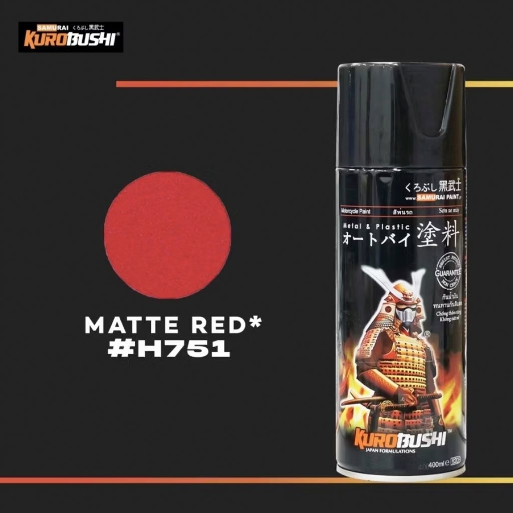SAMURAI PAINT H751 MATTE RED CAT SEMPROT SPRAY PAINT PILOK WARNA MERAH DOFF MOTOR HONDA