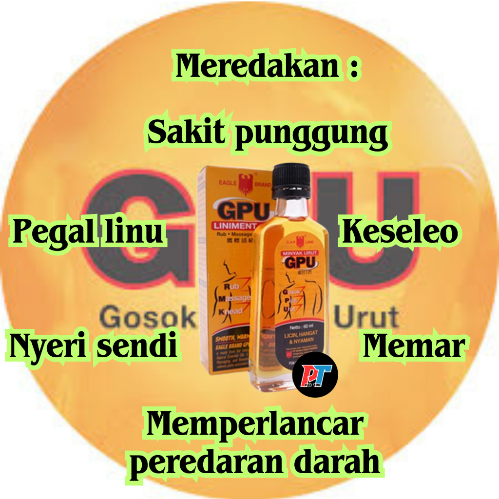 GPU Minyak sereh 30ml, Minyak Pijit GPU 60 ml, Minyak urut GPU Caplang, Minyak Gosok GPU, Cream Krim