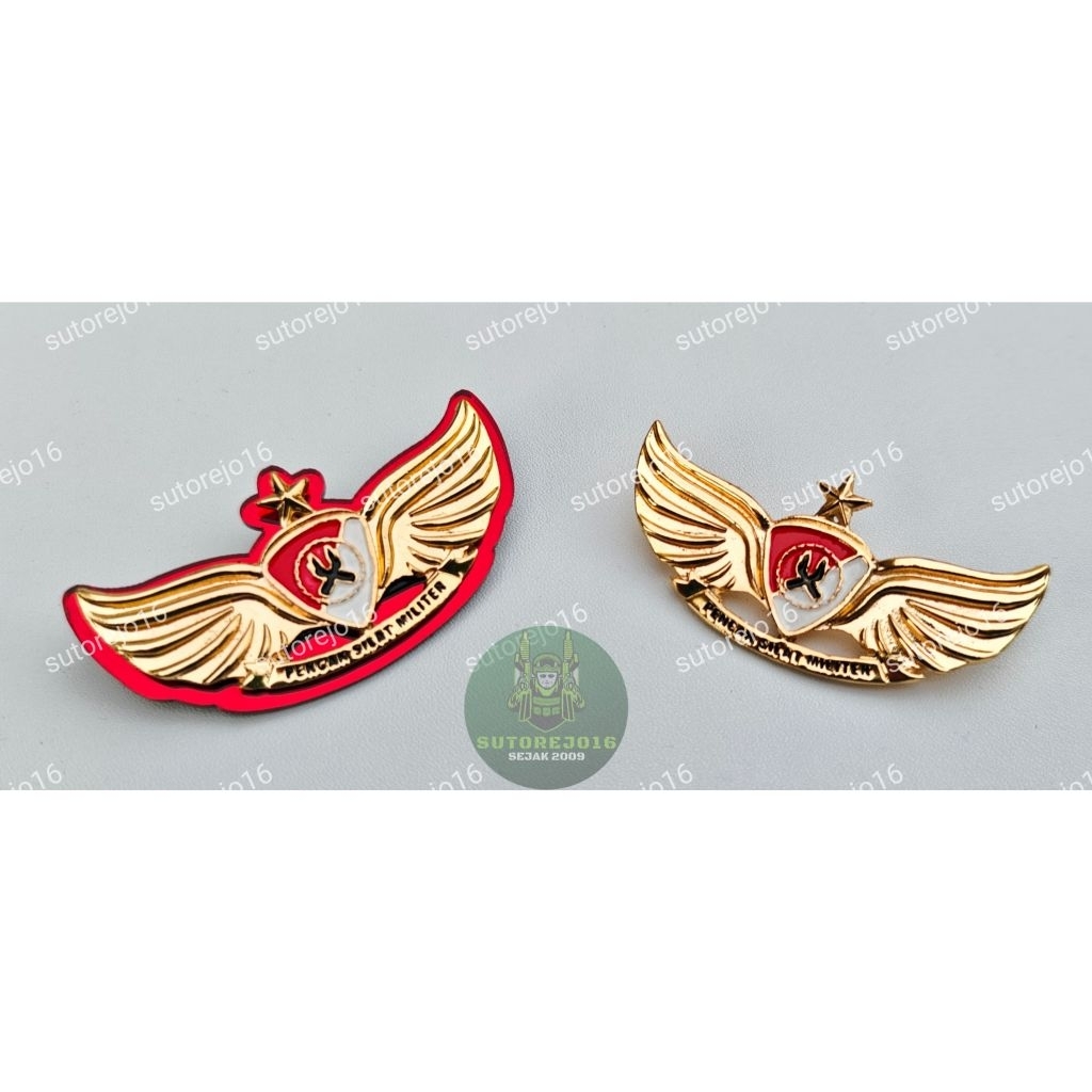 pin brevet brivet brefet brifet wings psm pencak silat militer latar mika akrilik mirror warna MERAH