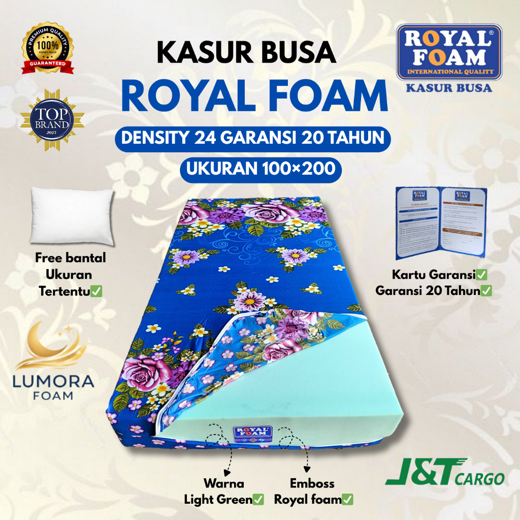 Kasur Busa Royal Foam Premium D24 Ukuran 100x200 Bergaransi 20 Tahun Anti Kempes