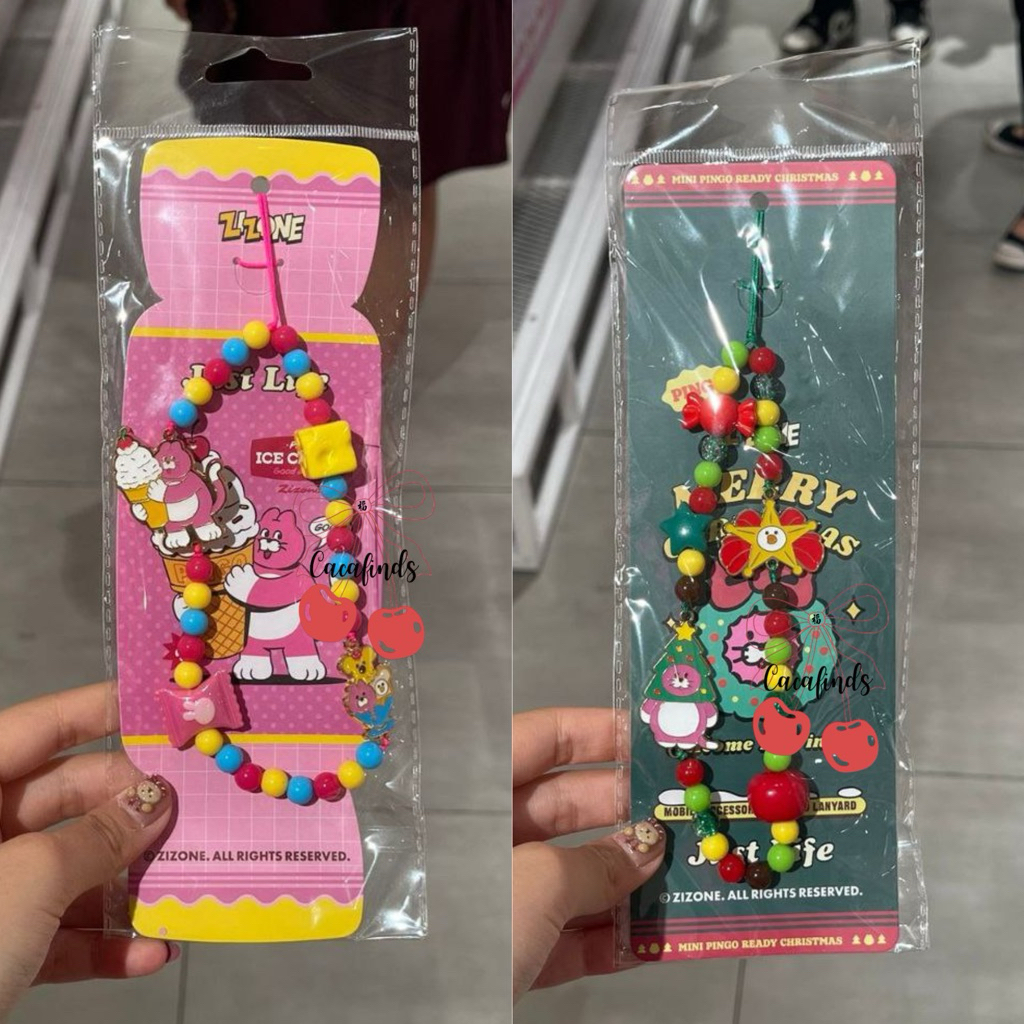 OHSOME x Zizone‼️Beaded Phone Charm / Phone Strap HP / Tali HP / Phone Chain Pingo Cat Just Life Col