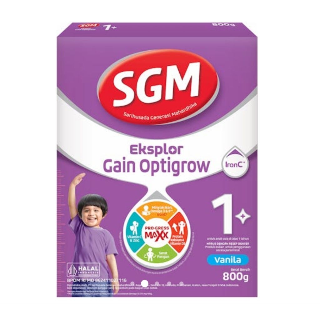 SGM Eksplor Gain Optigrow 1-5 Tahun Vanilla Susu Bubuk 800 g